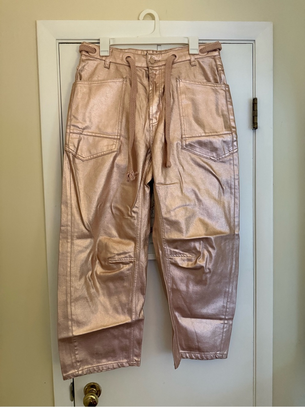 We The Free Moxie Metallic Low-Slung Barrel Pants